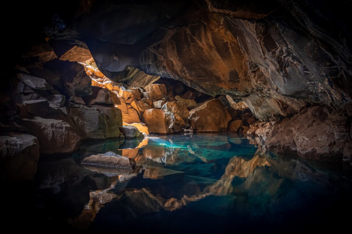 Lake inside a cave.